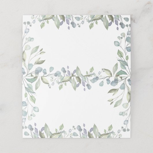 セージと薄紫水の色のフローラ プレイスカード (外部開封)