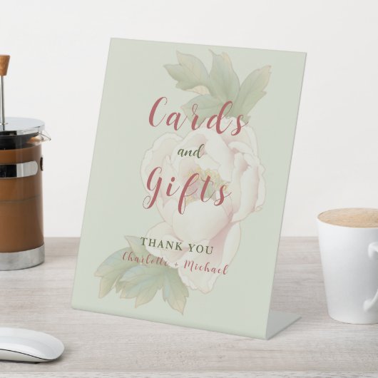 セージと赤面ピンクのフローラカード&ギフトサイン 台座サイン (インサイチュ)