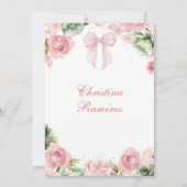 セージと赤面ピンクコケットボウフェアヤレタールキャッスル 招待状 (裏面)