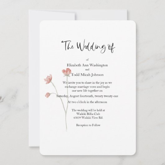 セージと赤面水の色結婚式招待状 招待状 (正面)