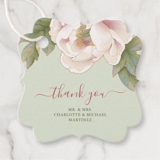 セージと赤面牡丹フローラありがとう結婚。 フェイバータグ (正面)