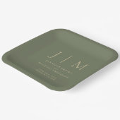 セージと金ゴールドシンプルモダニストフォーマルン ペーパープレート (傾斜あり)