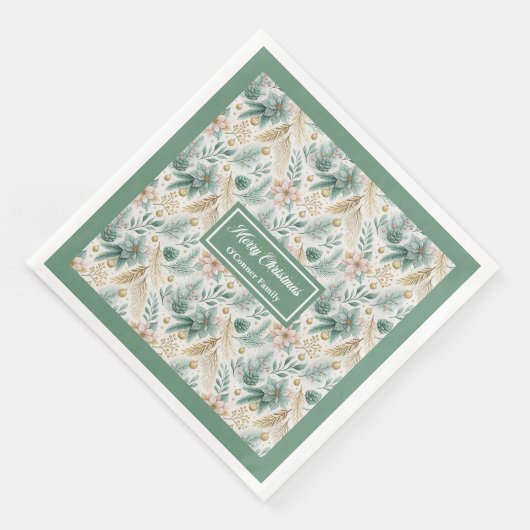 セージと金ゴールドナプキンスエレガントクリスマスフローラ (コーナー)