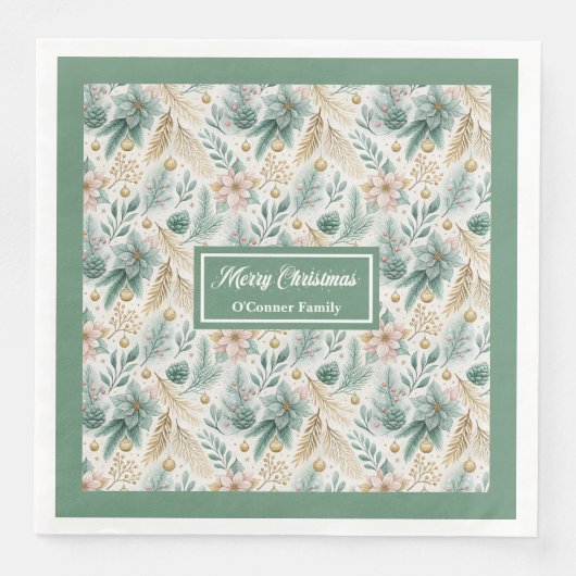 セージと金ゴールドナプキンスエレガントクリスマスフローラ (正面)