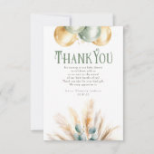 セージと金ゴールド赤ちゃんシャワー小さいありがとう サンキューカード (正面)