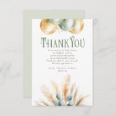 セージと金ゴールド赤ちゃんシャワー小さいありがとう サンキューカード (正面/裏面)