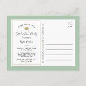 セージと金ゴールド3写真卒業パーティー招待状 案内ポストカード (裏面)