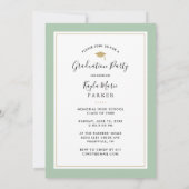 セージと金ゴールド | 4写真卒業招待状 案内状 (裏面)