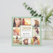 セージと金ゴールド | 8フォトスクエア卒業パーティー 案内状 (スタンド正面)