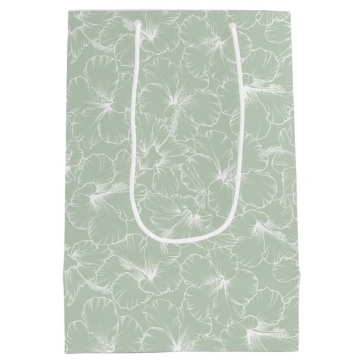 セージに咲くハイビスカスの花 ミディアムペーパーバッグ (裏面)