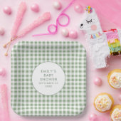 セージのギンガム名ローカルで育った赤ちゃんシャワー ペーパープレート (パーティー)