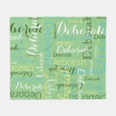 セージのグリーン名パターン フリースブランケット (正面(横))