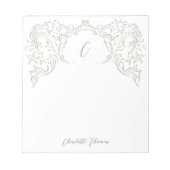 セージのスケッチヴィンテージフローリッシュモノグラム文房具 ノートパッド (正面)