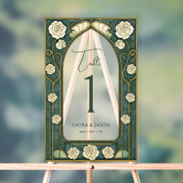 セージのステンドグラス結婚フローラのテーブル番号 アクリルサイン