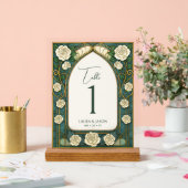 セージのステンドグラス結婚フローラのテーブル番号 アクリルサイン (ウェディング)