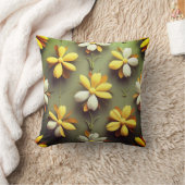 "セージのセレニティエレガント – フローラルパターン クッション (ブランケット)