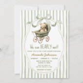 セージのベビーカー我々は赤ちゃんシャワーを待つことができる 招待状 (正面)