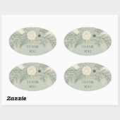 セージのラインアート フローラル サンクスギフト 楕円形シール (シート)