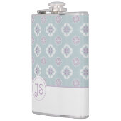 セージの対称ピンクの花タイル模様 フラスク (左)