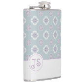 セージの対称ピンクの花タイル模様 フラスク (右)