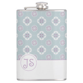 セージの対称ピンクの花タイル模様 フラスク