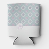 セージの対称ピンクの花タイル模様 缶クーラー (正面)