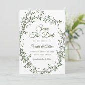 セージの植物学的なリースの結婚式のSave The Date 招待状 (スタンド正面)