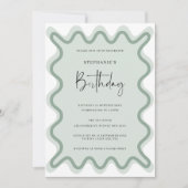 セージの波型縁どブライダルシャワー招待 招待状 (正面)