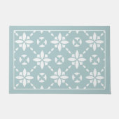 セージの白い花のタイルのパタ縁どーン ドアマット (正面)