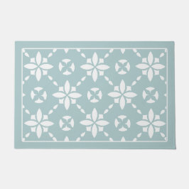 セージの白い花のタイルのパタ縁どーン ドアマット