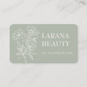 セージの背景のミニマルな輪郭の花 名刺 (正面)