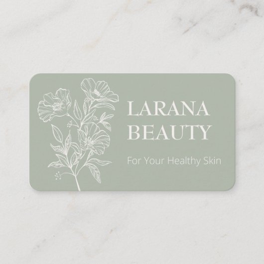 セージの背景のミニマルな輪郭の花 名刺 (正面)