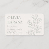 セージの背景のミニマルな輪郭の花 名刺 (裏面)