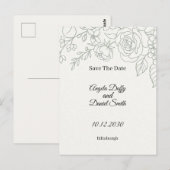 セージの花のラインアートの結婚式の予告 ポストカード (正面/裏面)