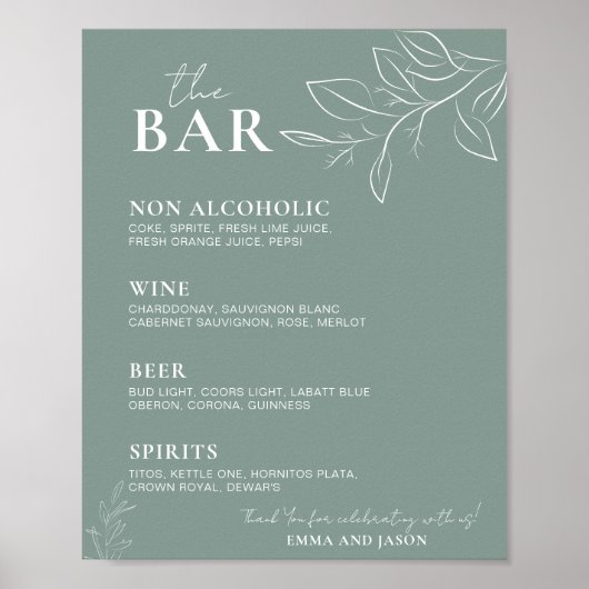 セージの花を飾った結婚式の看板、バー メニューの看板 ポスター (正面)