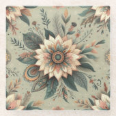 セージの花 ガラスコースター (正面)