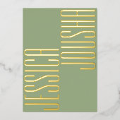 セージはっきりした名スクリプトUltraモダンの結婚ゴールデン 箔招待状 (正面)