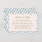 セージほこりっぽいブルーフローラ赤ちゃんシャワーブックベビー エンクロージャーカード (正面/裏面)