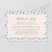 セージほこりっぽいブルーフローラ赤ちゃんシャワーブックベビー エンクロージャーカード (正面)