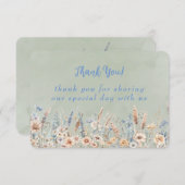 セージほこりっぽい青い牡丹の水の色結婚が感謝する サンキューカード (正面/裏面)