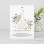 セージアイボリーフローラ結婚ズドレスブライダルシャワー 招待状 (スタンド正面)
