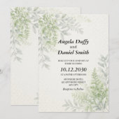 セージアイボリー水彩シダーの結婚式招待状 招待状 (正面/裏面)