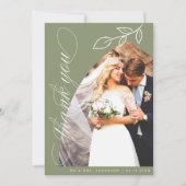 セージアーチボタニカルリーフ結婚のサンキューカード サンキューカード (正面)