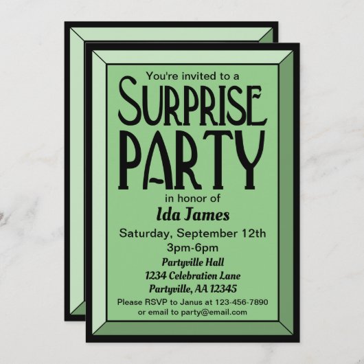 セージアールデコフォト誕生日サプライズパーティー 招待状 (正面/裏面)