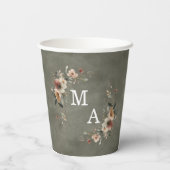 セージウィスパーグリーンフローラリース結婚ズモノグラム 紙コップ (裏面)