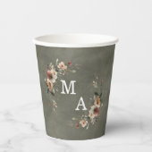 セージウィスパーグリーンフローラリース結婚ズモノグラム 紙コップ (正面)