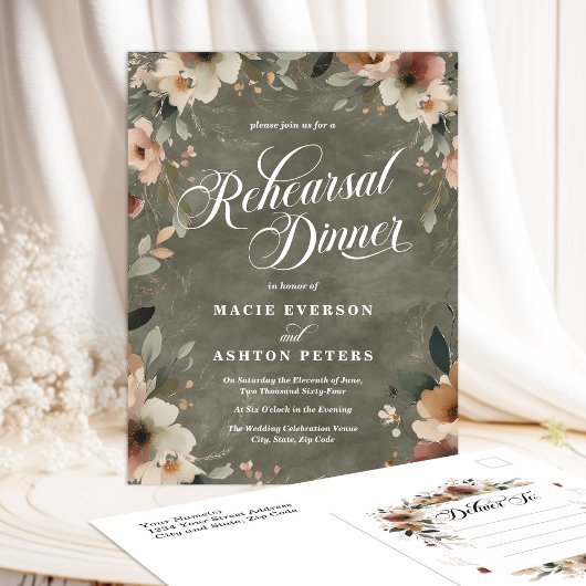 セージウィスパーコテージコアフローラリハーサルディナー インビテーションポストカード