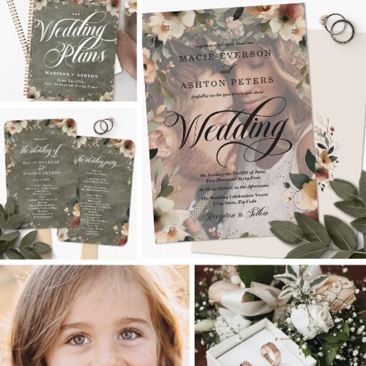 セージウィスパーコテージコアフローラリハーサルディナー インビテーションポストカード