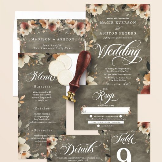 セージウィスパーコテージコアフローラリハーサルディナー インビテーションポストカード