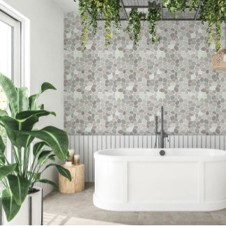 セージエグ淡い色のシェルモザイク 壁紙